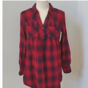 Flannel looking cotton maternity top